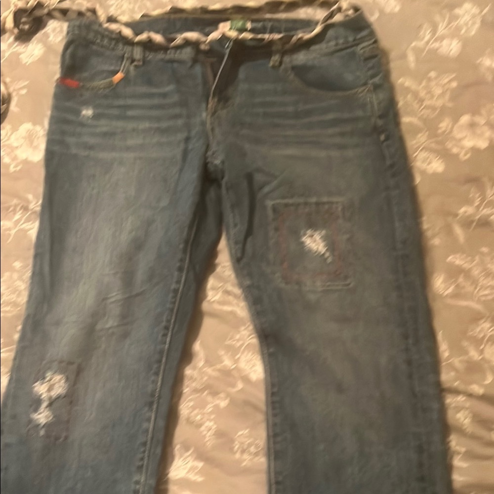 Anthropologie Blue Boyfriend Jeans with Distressed Details